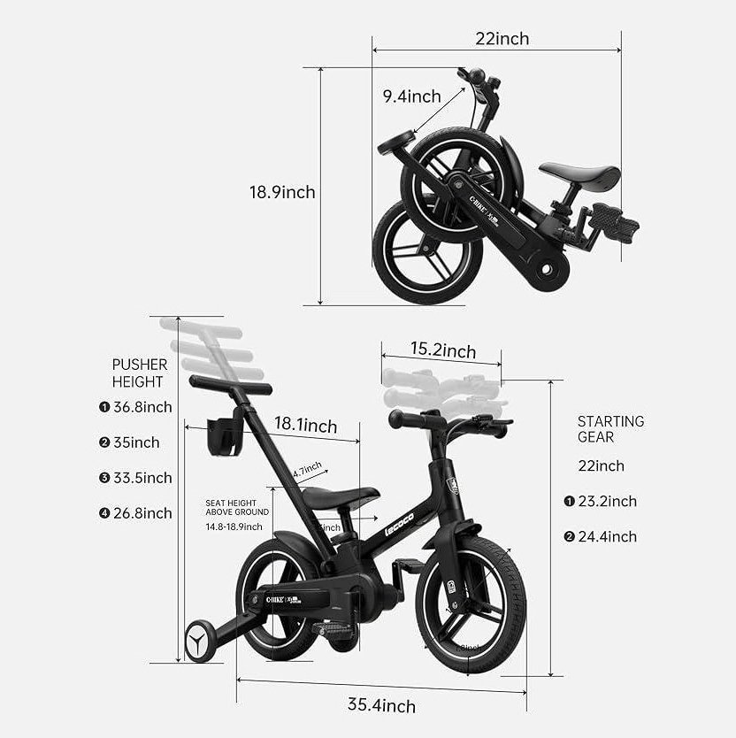 Велосипед трансформер 6in1 Strider black