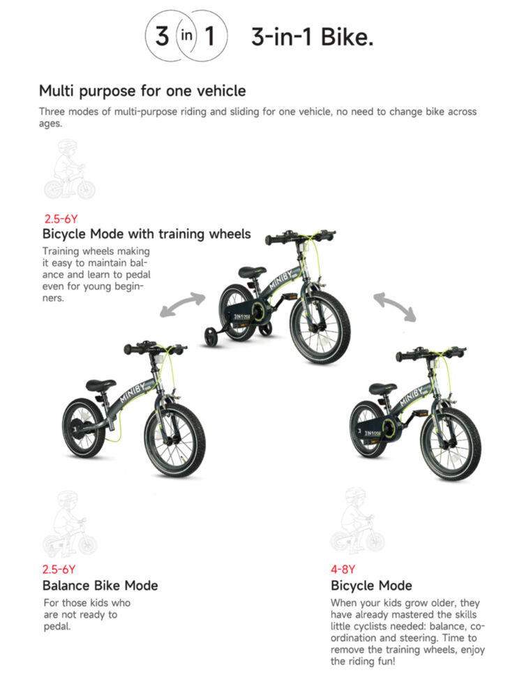 Велосипед 3in1 Maraton MINIBY Solid grey 7339