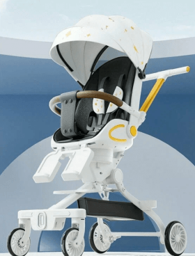 Детская коляска-трансформер 2in1 M2-2 Белая с золотым рисунком